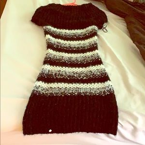 Striped cowlneck sweater dress